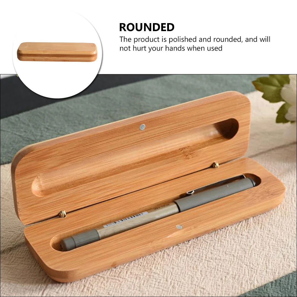 대나무 문구 펜 상자, 우아한 단일 펜 케이스, 사무실 펜 상자 선물, 1 개