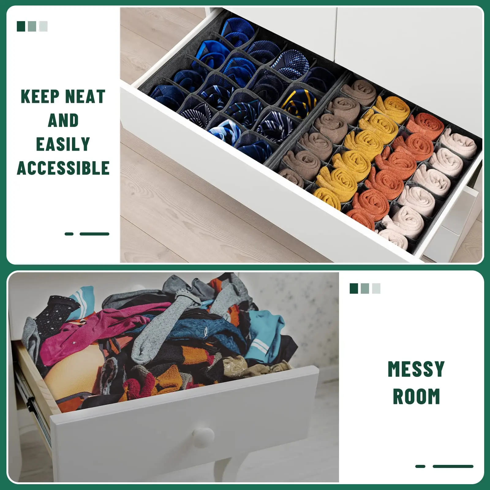 24 Lattice storage box Non Woven Socks Briefs Underwear Belt Ties Organizers Collapsible Wardrobe Cabinet Divider