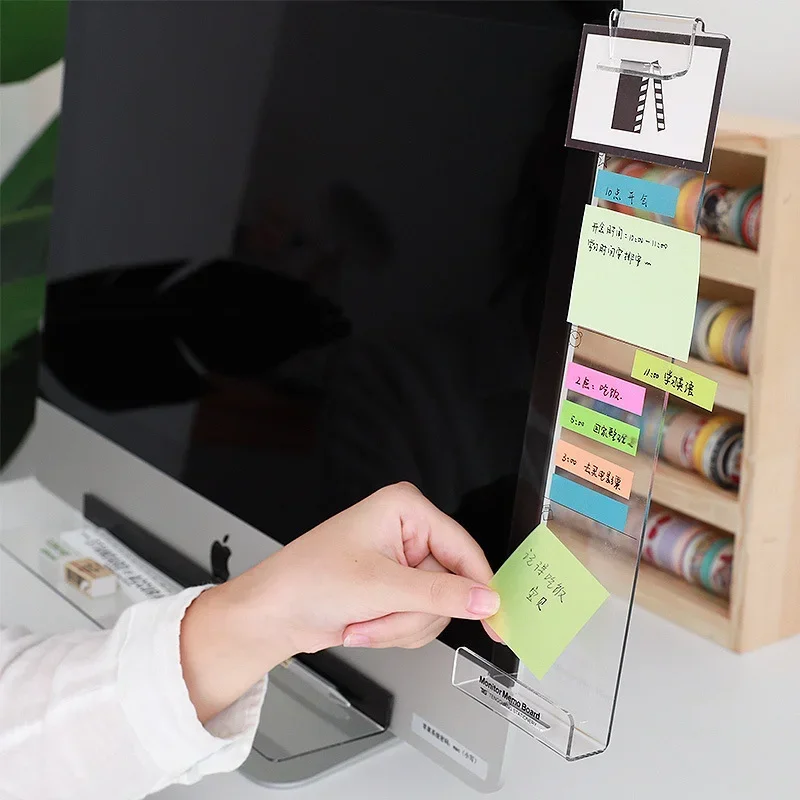 Creative Acrylic Monitor Message Memo Board Sticky Note Transparent Name Card Phone Holder Desktop Plastic Holder Stationery