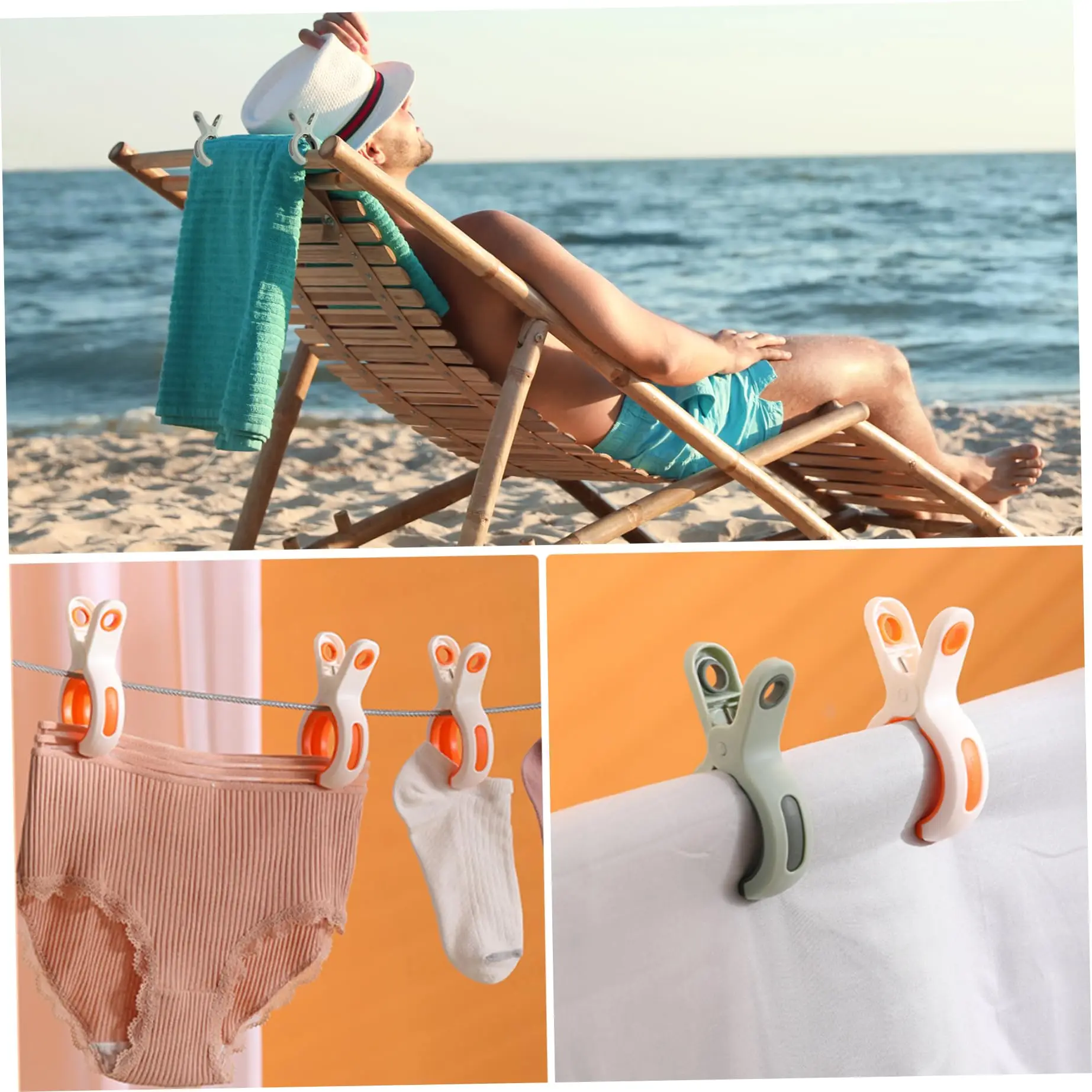 10PCS Large Beach Towel Clips Plastic Strong Windproof Clothes Pegs Quilt Hanging Clip Reusable Non-slip Fixed Drying Clothespin 3