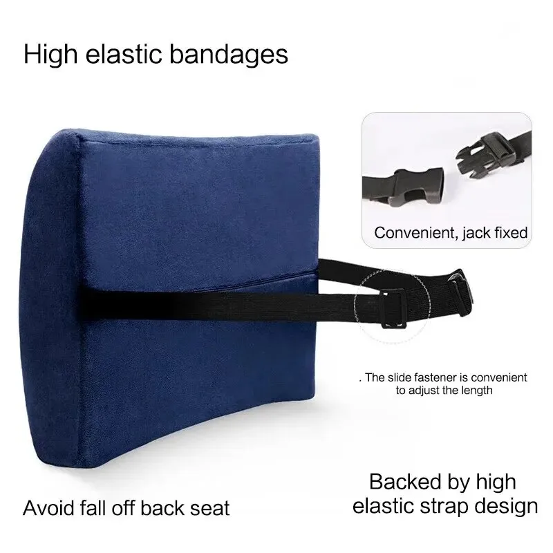 Car Seat Memory Foam Back Support Lumbar Pillow Waist Cushion Breathable Mesh Cover for Office Auto Chair Interior Accessories BEST SELLERS