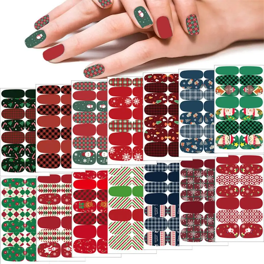 

Christmas Nail Sticker Nail Decal Nail Polish Stickers Manicure Glitter Powder Decorations Nail Wraps Full Self-Adhesive Ar B8W2