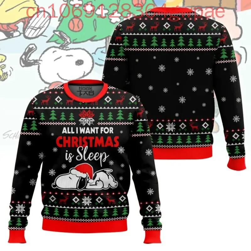 thumbnail image 1 of Suéteres feos navideños de Charlie Brown y Snoopy Suéteres feos navideños con estampado 3D de Disney Suéteres casuales de moda para hombres y mujeres, 1 of 5