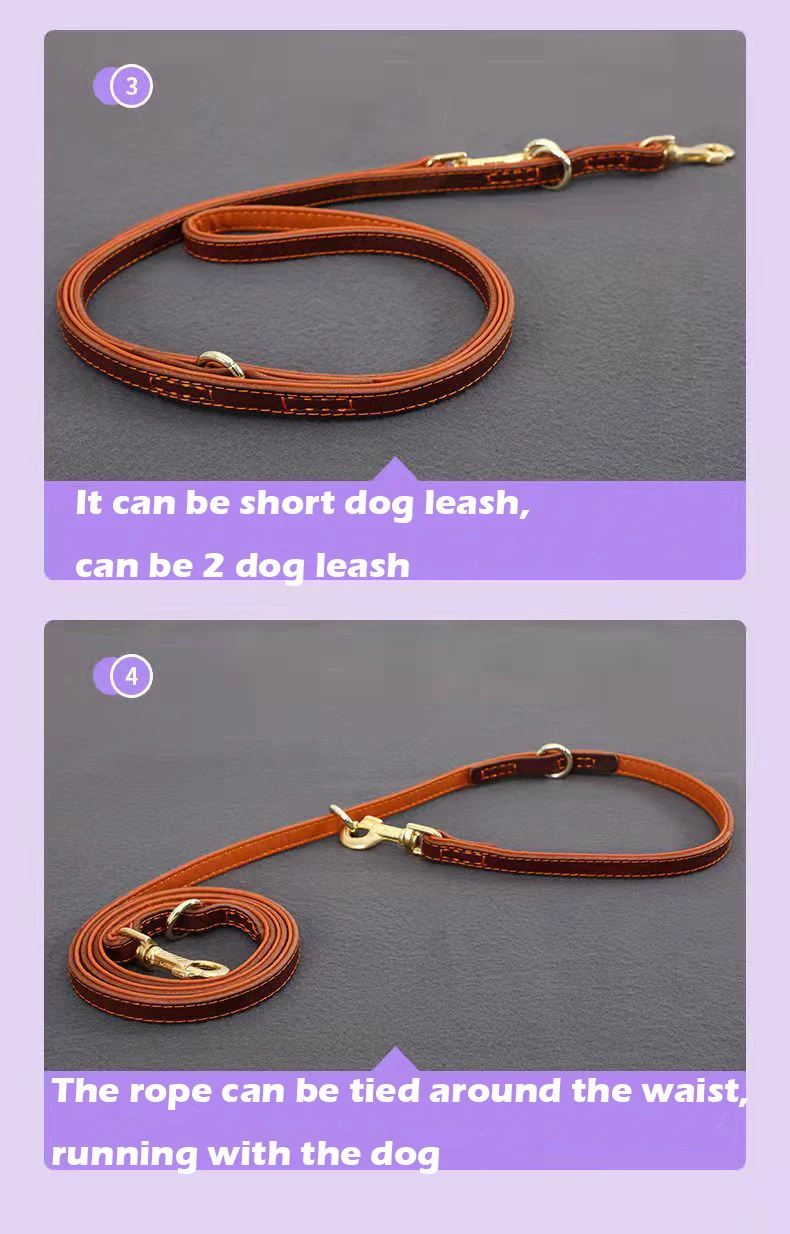 Leather Dog Leash Running Hands Free P Dog Leash For a Dog 2.5M Long Leashs Collars Double Short Leash Rope For Large Dogs Puppy