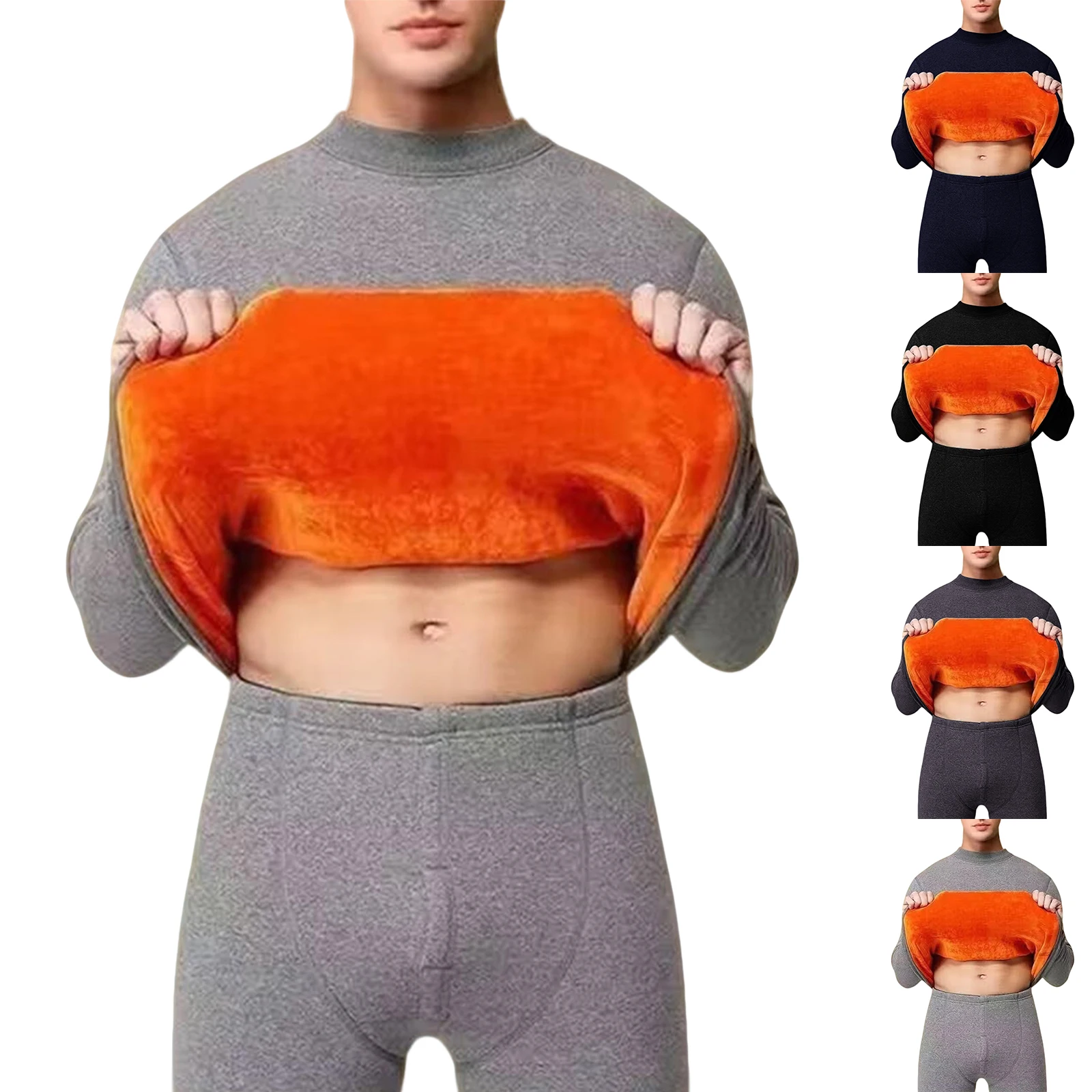 Men's Thermal Underwear Thin Base Cotton Sweater Winter Thermo Shirt Tops Pants Set Thermal Clothing Set Skiing Underwear