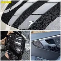 Film d'enveloppe en vinyle forgé noir brillant PET de qualité supérieure, autocollants de style de voiture pour moto et vélo 2