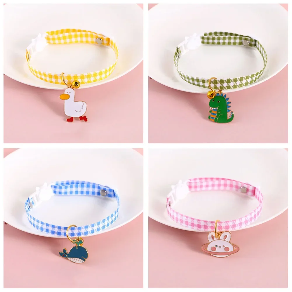 ElevateTech 2-Pack Cat Collars With Removable Bell - Strawberry Design, Adjustable (White/Pink)