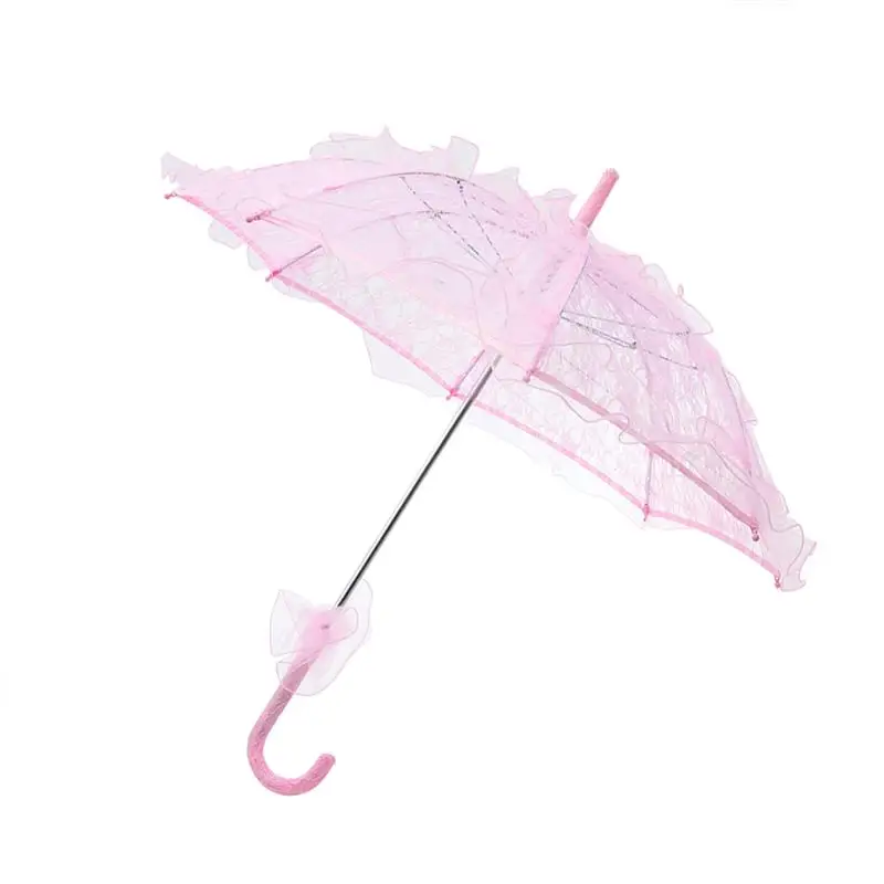 Stylish Western Style Umbrella Lace Fleur Parasol Decoration Wedding Bride Umbrella-Size Small (Pink) bridal lace parasol set
