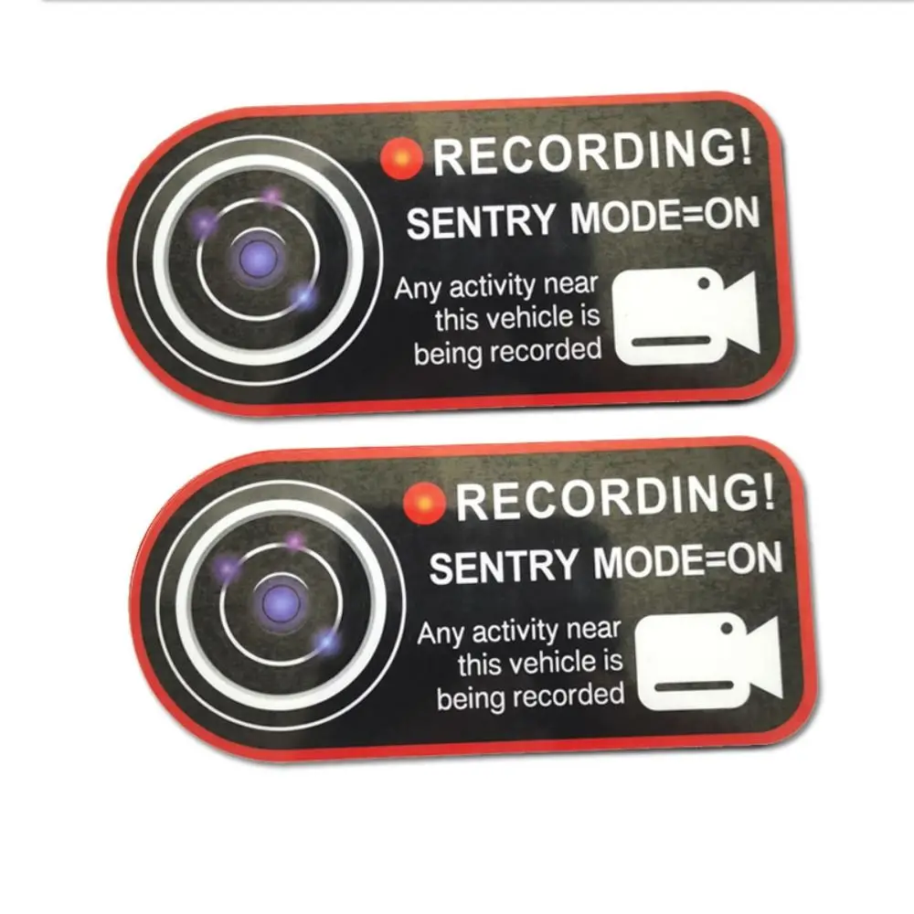 Sentinel Mode Recording Warning Sticker 10*4.5cm Multicolor Alarm System Decal Modification Accessories Car Window