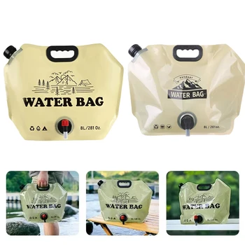 Outdoor Large Capacity Water Bag 8L Foldable Water Storage Bag Portable Hiking Water Container Bucket Pouch Camping Supplies