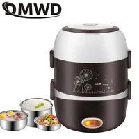 Boîte à lunch chauffante électrique portable, mini cuiseur à riz, acier inoxydable, 110 couches, cuiseur vapeur, pique-nique, récipient chauffe-repas, 2/3 V 3