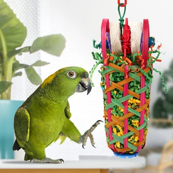 Parrot Hanging Chewable Toys Loofah Slices Hanging Interactive Bird Toys for Small Medium Parrot