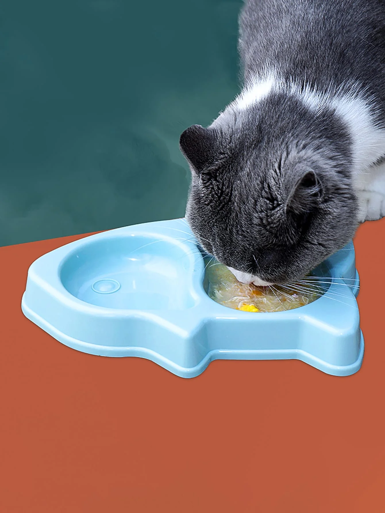 1pc-Pet food bowl with partition bowl anti slip, pet feeding bowl suitable for small and medium-sized dogs and cats