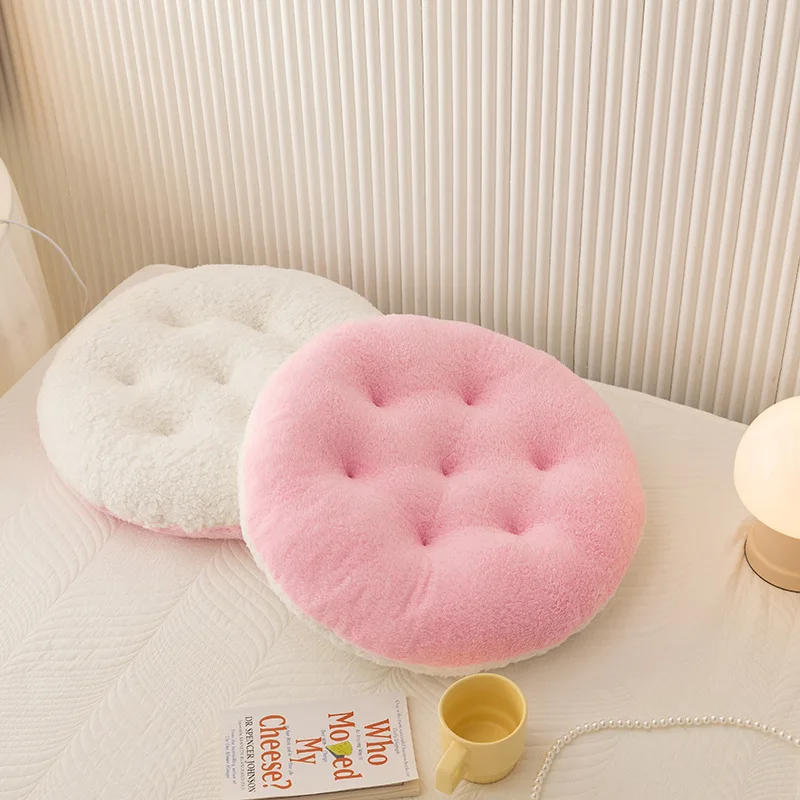 Lamb Velvet Chair Cushion Round Super Soft Ground Buttocks Futon Bedroom Bay Window Tatami Stool Cushion Thickened Decoration 6