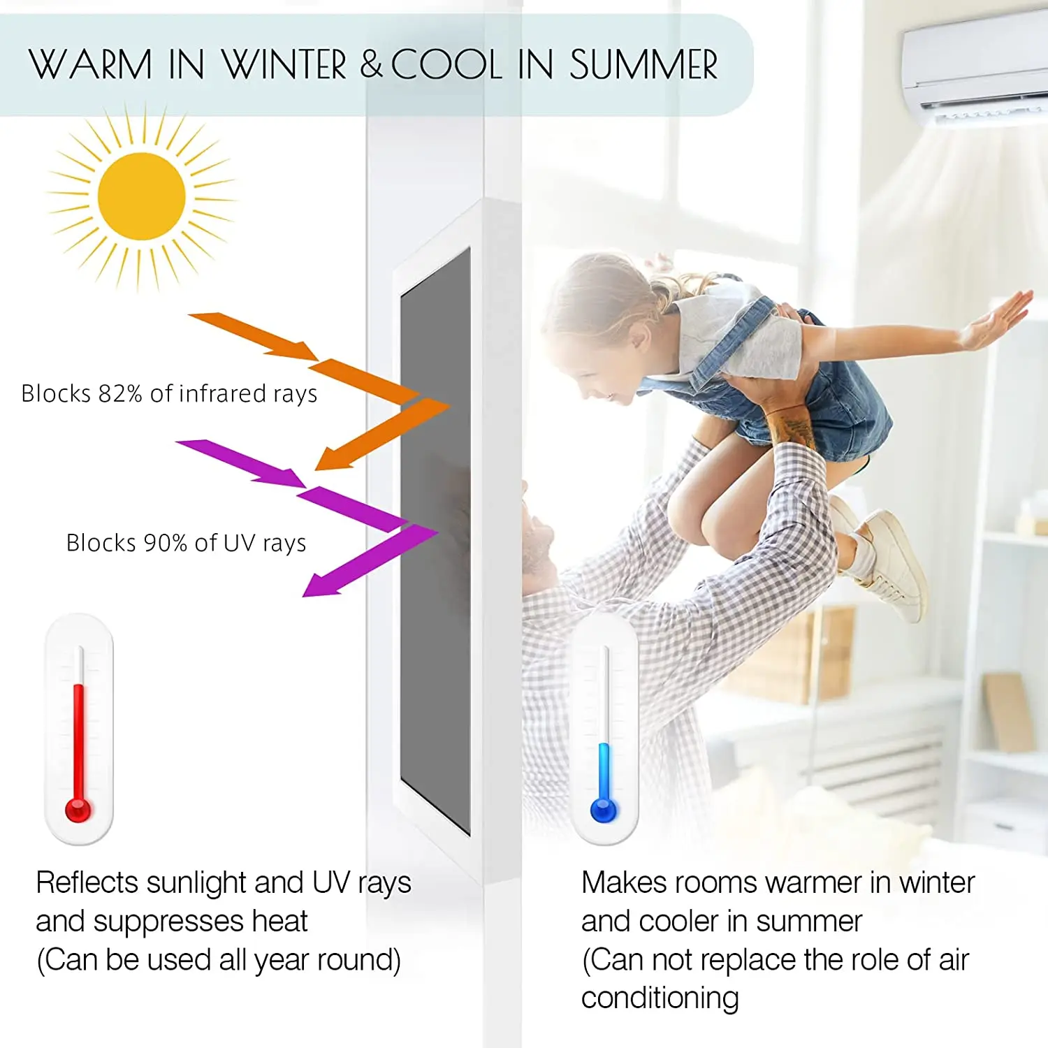 Window film one way daytime privacy sun blocking reflective window tint self adhesive heat control sticker for home