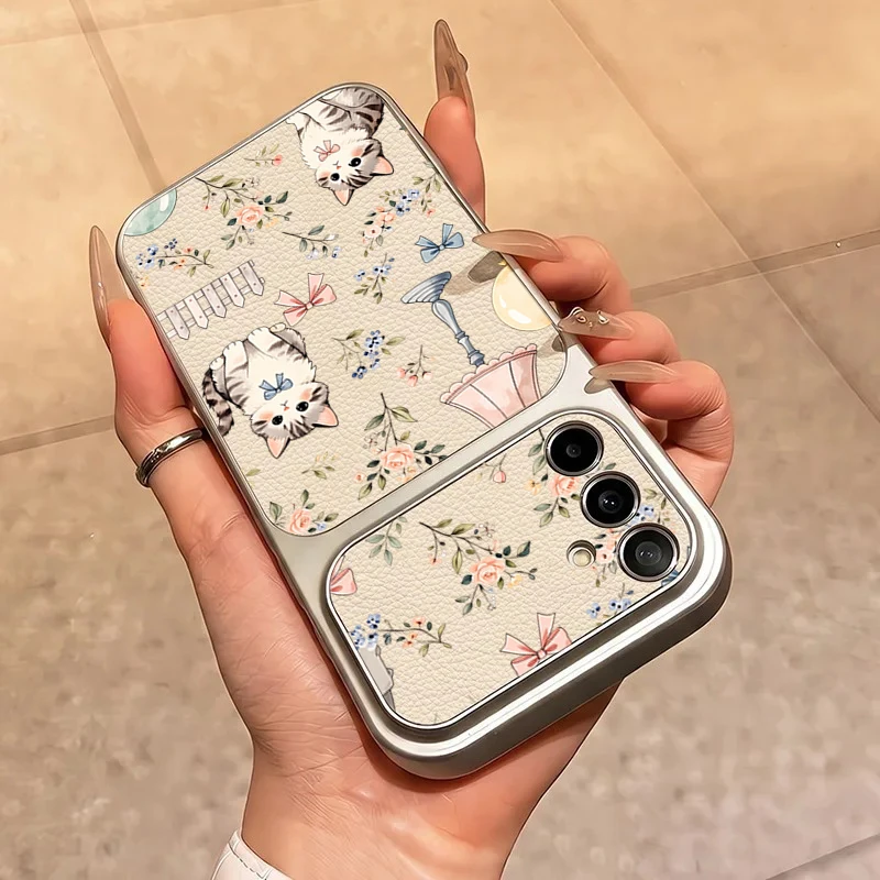 Floral Cat Design Soft Phone Case Cover