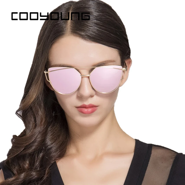 laurel cateye sunglasses, clear & rose pink gold flash