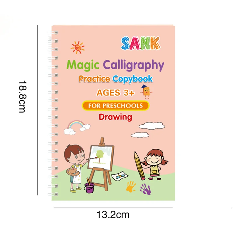 Reusable CopyBook Montessori Toys Children's Writing Sticker with Magic Pen Kids Learning Education Drawing Copy Books Educational Toys Educational Drawing Toy Erasable Doodle Book