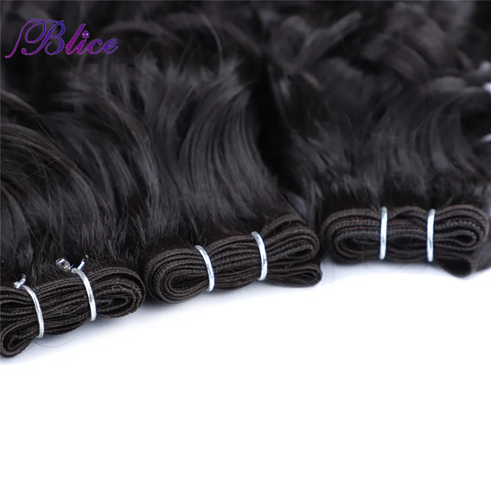 Blice Synthetic Hair Bundles With Closure Mixed Hair Extensions Curly Wave Style Natural Line Closure