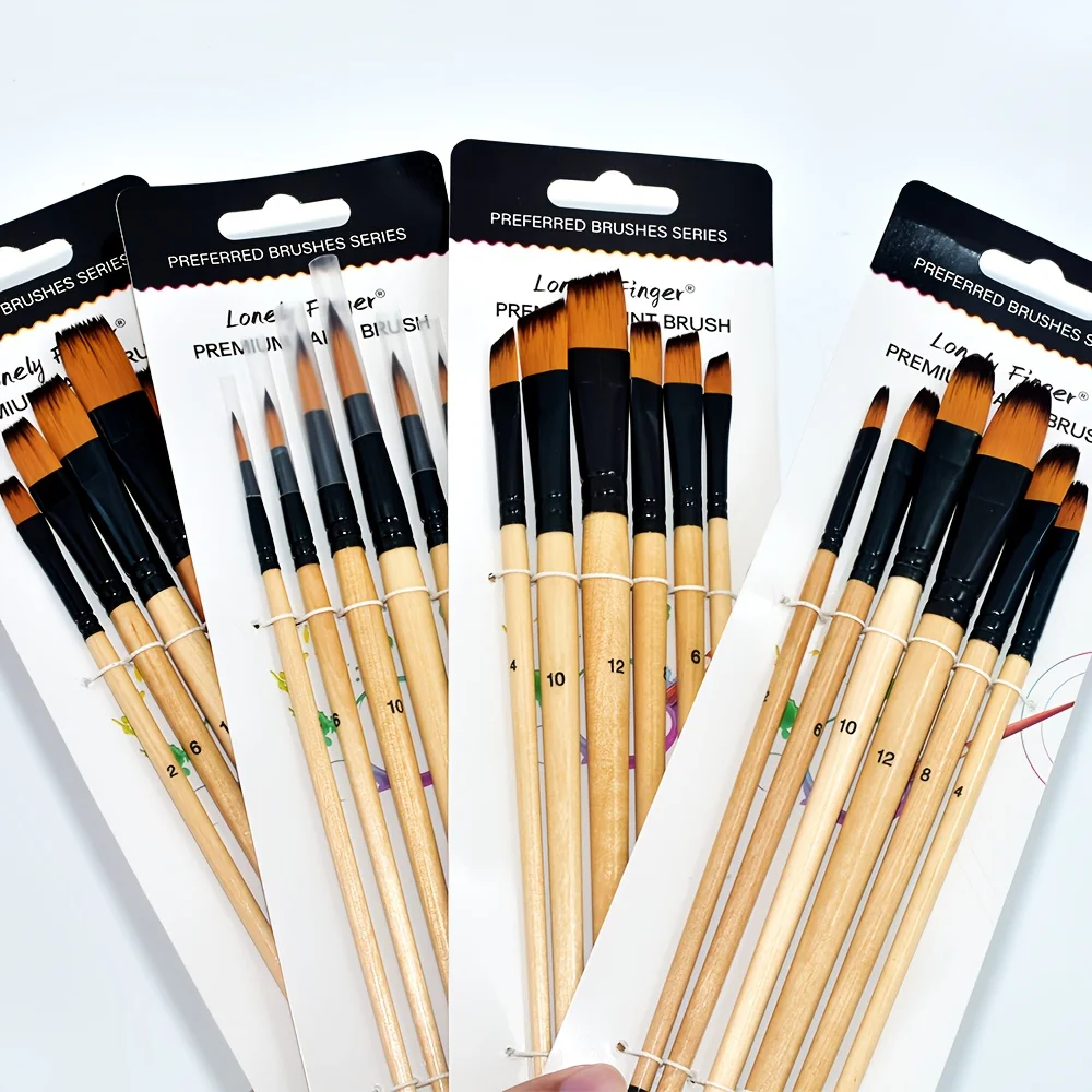 24pcs Professional Artist Paint Brush Set Include Round Filbert Flat Angle Fine Detail Brushes Premium Nylon Brush for Painting 3