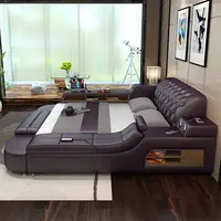 Modern design smart bed with dressing table multi functional bed king size bed frame smart bedroom furniture home furniture 4