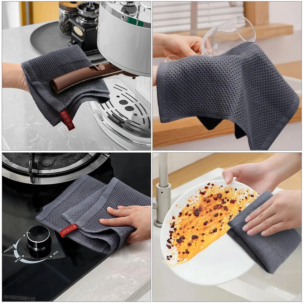 4Pcs Cotton Kitchen Towel Ultra Soft Magic Cleaning Cloth Absorbent Cleaning Rags Thickened Wipe Cloths Dishcloth