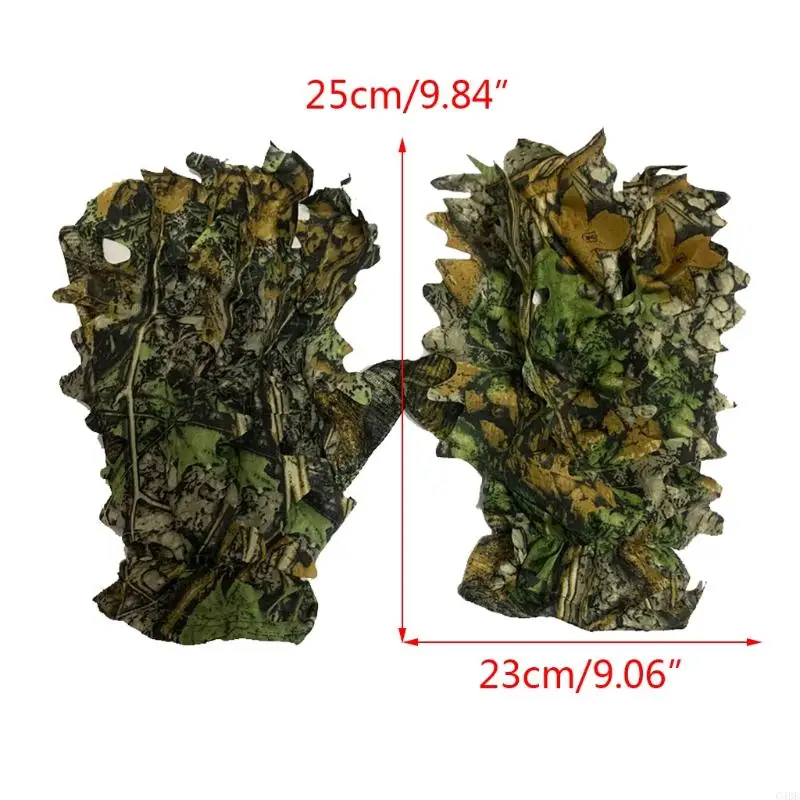 Hunting Gloves Universal for Hunting Fishing Outdoor Activities Leafy 3D Camouflage Breathable Protective Defend