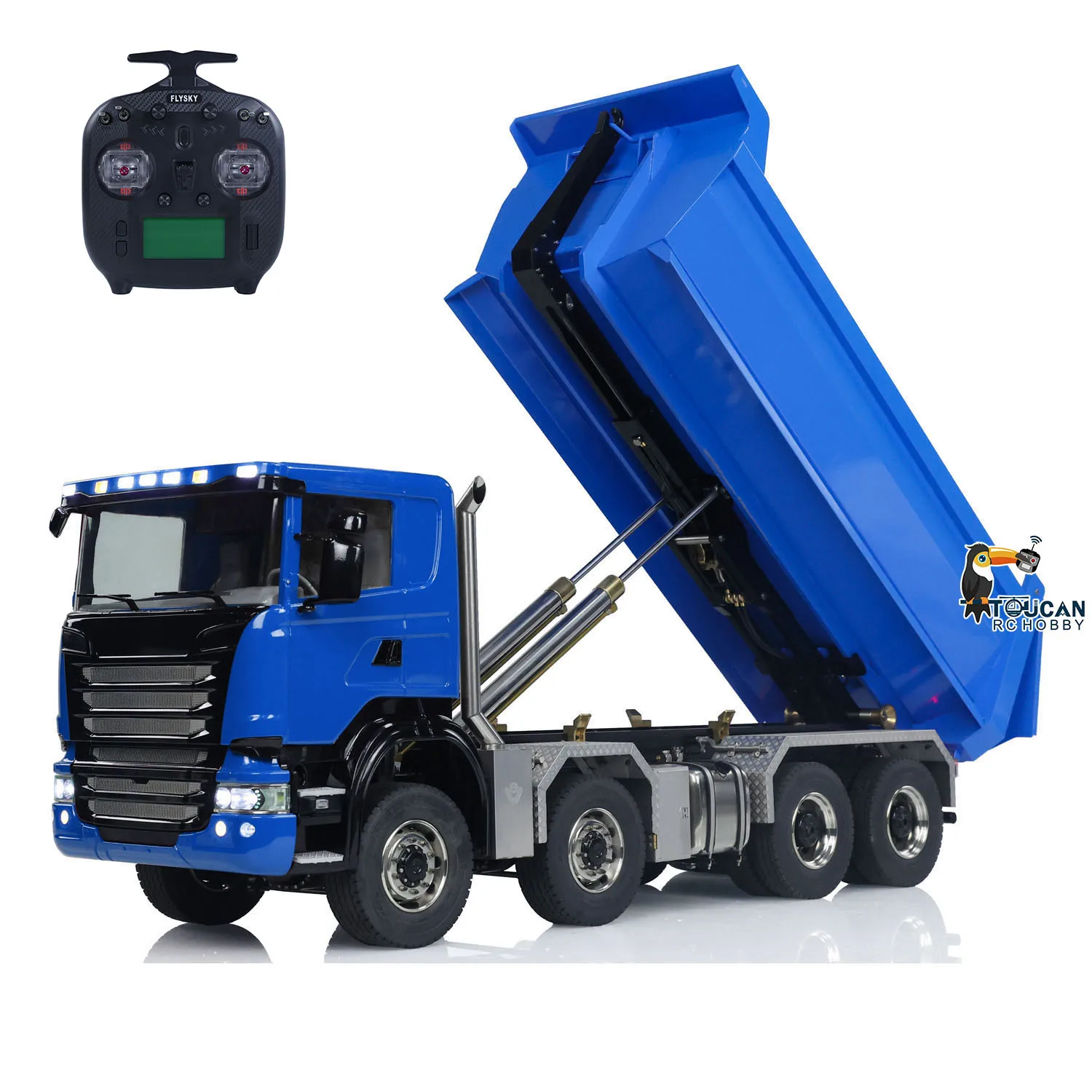 1/14 8x8 RC Hydraulic Full Dump Truck Roll-on off Dumper Car Differential Lock Axles Painted Finished Tipper Model for Adult 2