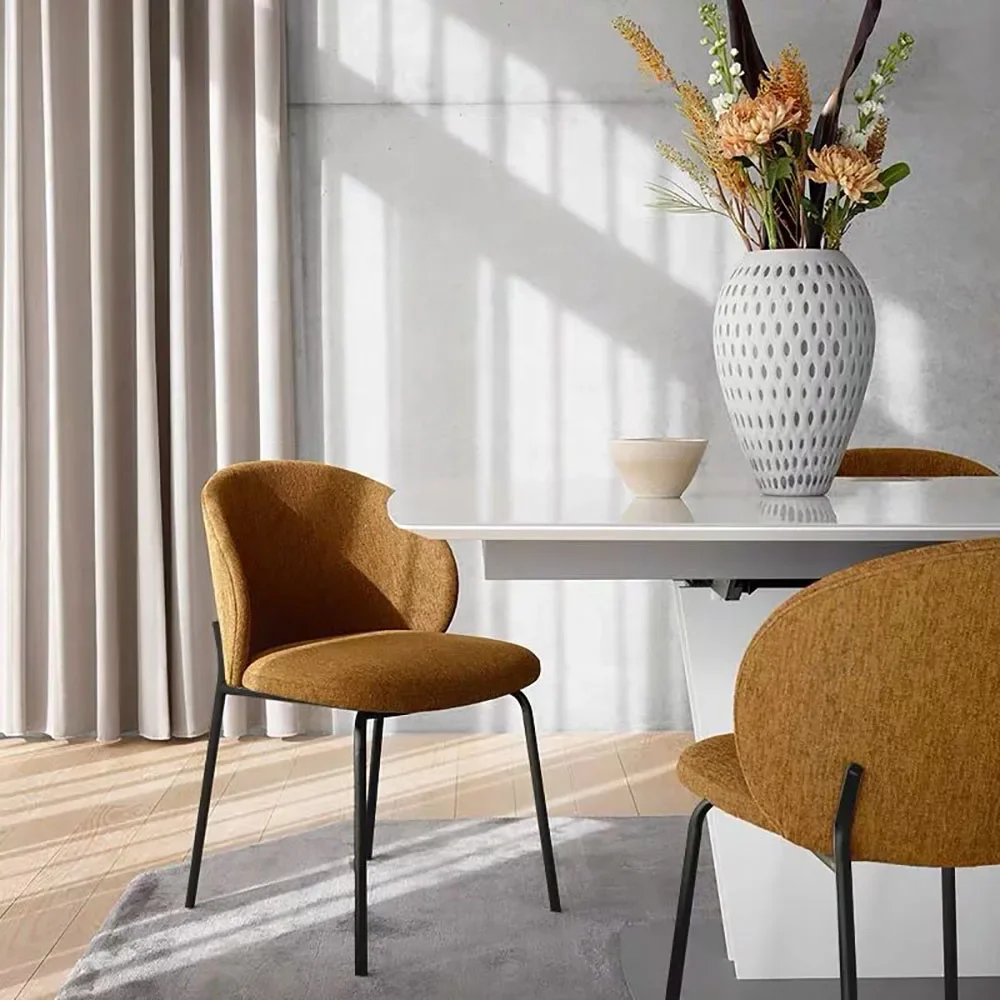 

Modern Space Saving Dining Chairs Black Legs European Yellow Dining Room Light Dining Chairs Luxury Sedie Cucina Room Decoration