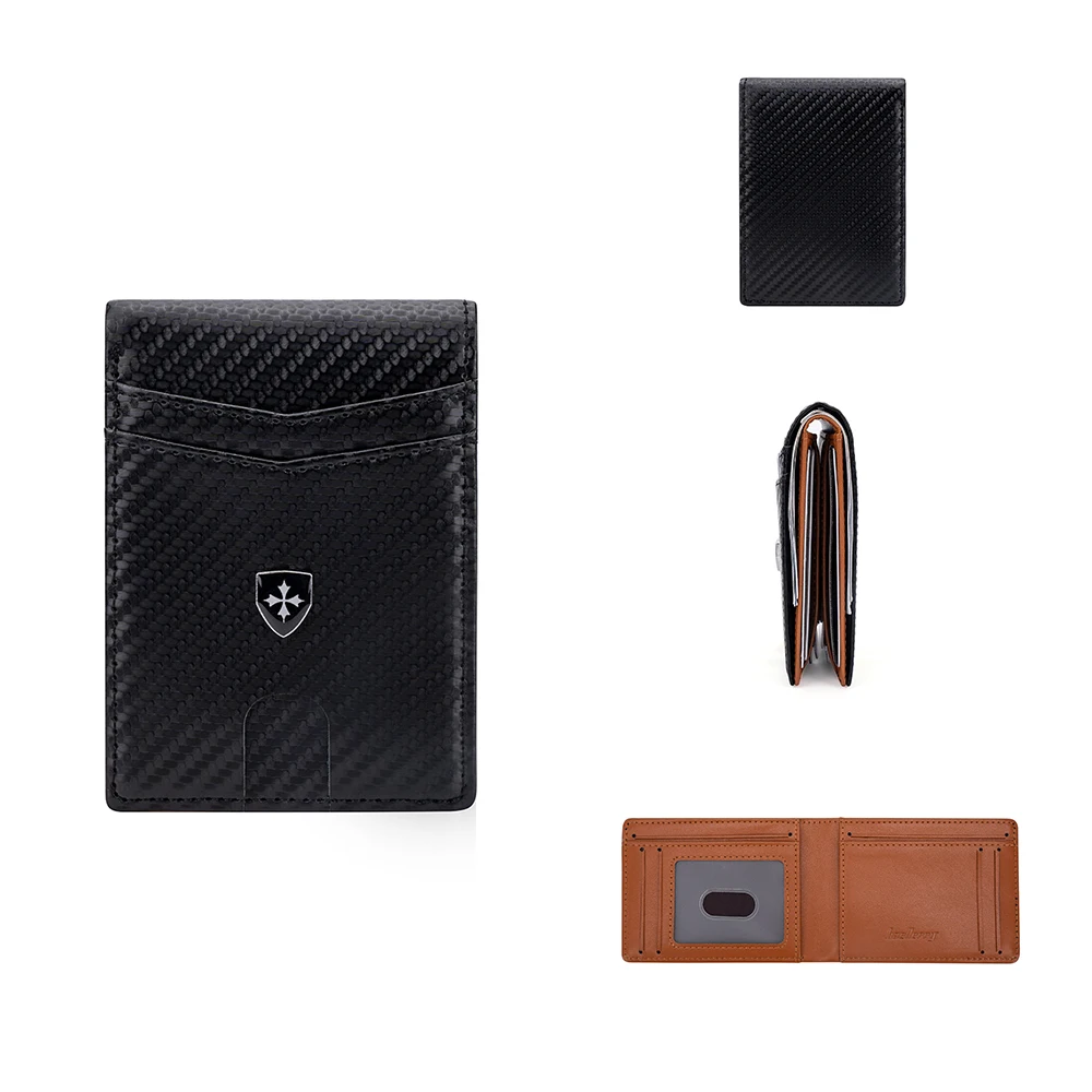 Cartera delgada para hombre, billeteras de cuero con clip para billetes para hombre, bolsillo frontal con bloqueo RFID, tarjetero plegable