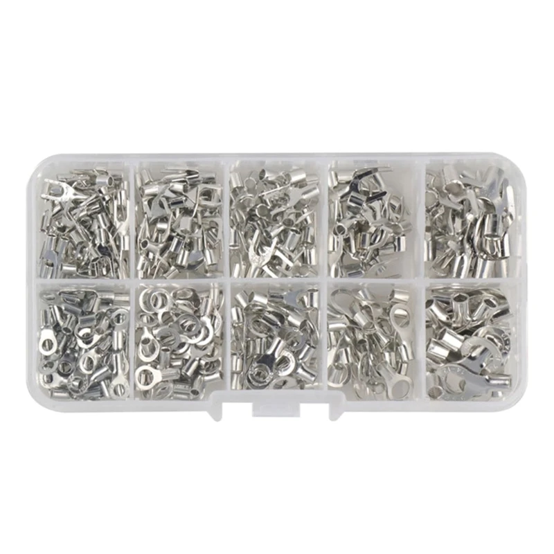 

320pcs Non-Insulated Ring Fork U-Type Terminals Wire Crimp Fork End Cable Lugs