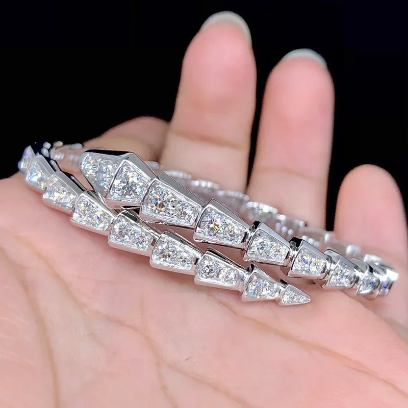 S8340aadb0dcf442a8f745ca95529103cg PT950 Platinum Bracelet Real Gold Real Diamonds Open Bangles for Women High Carbon Diamond Fashion Brand Female Jewelry Gifts