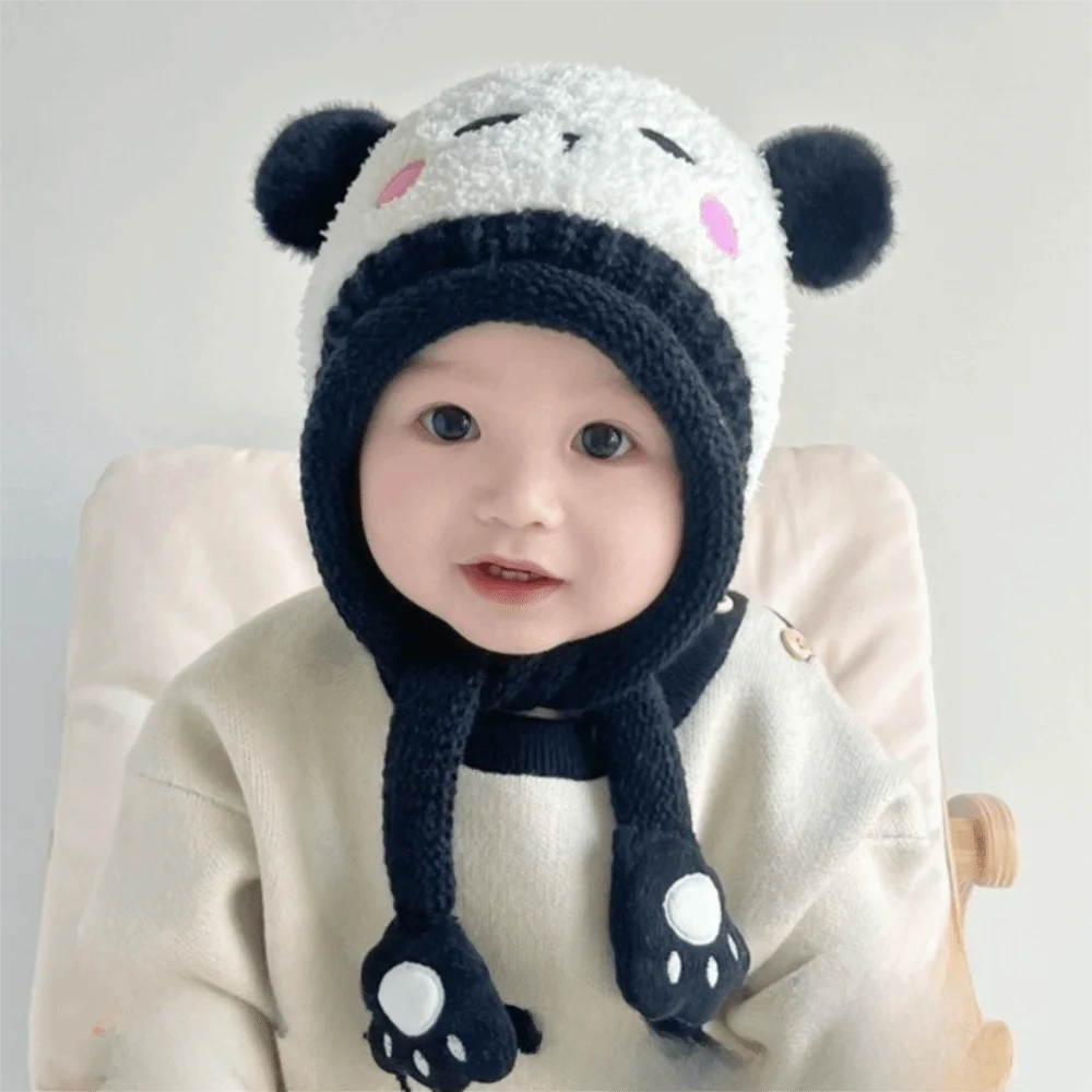 Fashion Cartoon Baby Plush Hat Pig Bear Knitted Hat Windproof Keep Warm Ear Protection Hat Outdoor