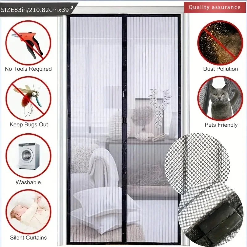 Summer Anti-mosquito Magnetic Screen Door Curtain Net Anti-insect And Fly Partition Curtain Net Automatic Closing Screen Window anti mosquito screen door