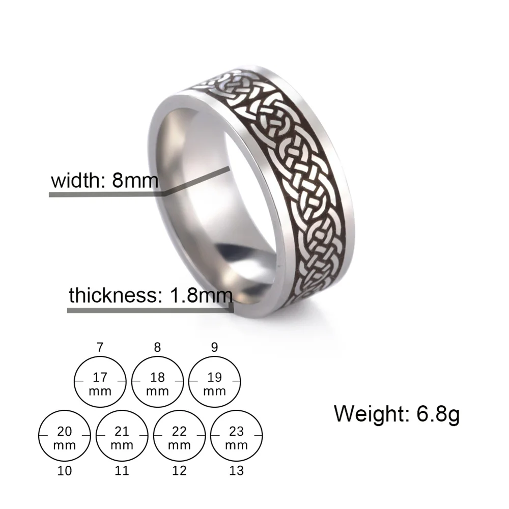 Edelstahl Herren Glücksbaum Ring Vintage Celtics Knoten Ringe für Frauen Wikinger Hexenknoten Amulett Schmuck Punk Wicca Bijou – Detail 12