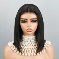Wear and Go-Perruque Bob droite sans colle pour femme, perruques de cheveux humains, dentelle prédécoupée, densité 180%, 6x4 2