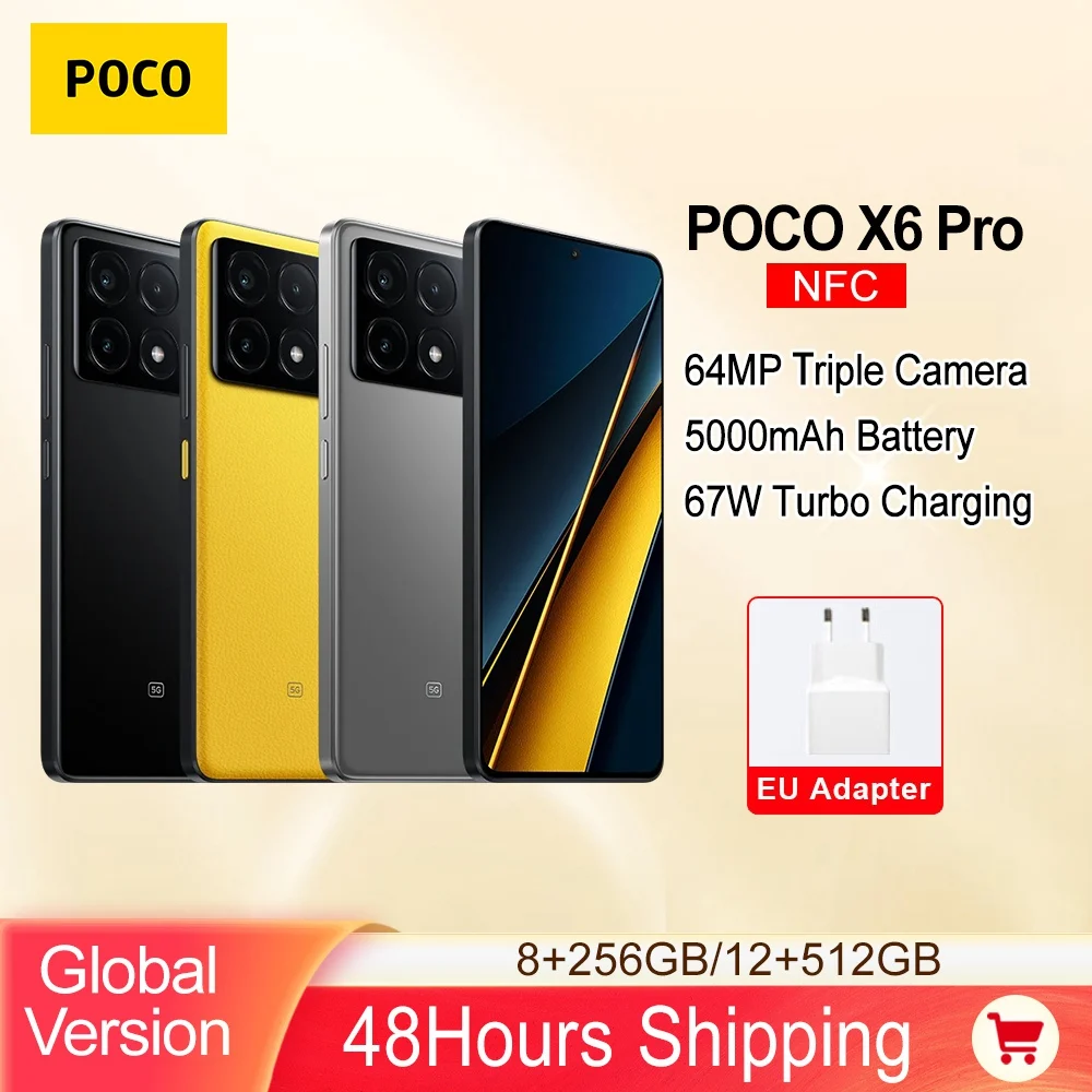 【World Premiere】POCO X6 Pro 5G Global Version 256GB/512GB Dimensity  8300-Ultra 64MP Triple Camera 6.67 1.5K DotDisplay 67W NFC