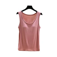 Women's Modal Tank Top Thin Summer Svel round Ne Base irt Pure Color Versatile Outerwear Casual Comfortable Vest - Image 5