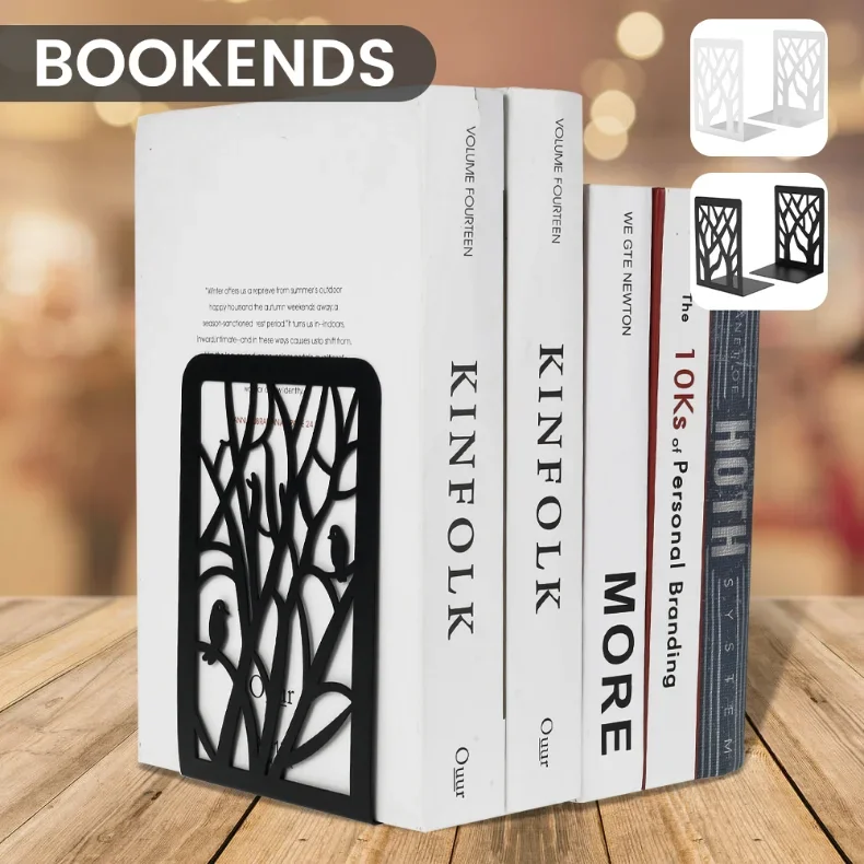 Book Ends Hollow Out Bookend Supports Stable Stand Iron Metal Bookends for Folders Hotel Home Desk Stationery 2pcs/set book organizer book holder book stand book terminal