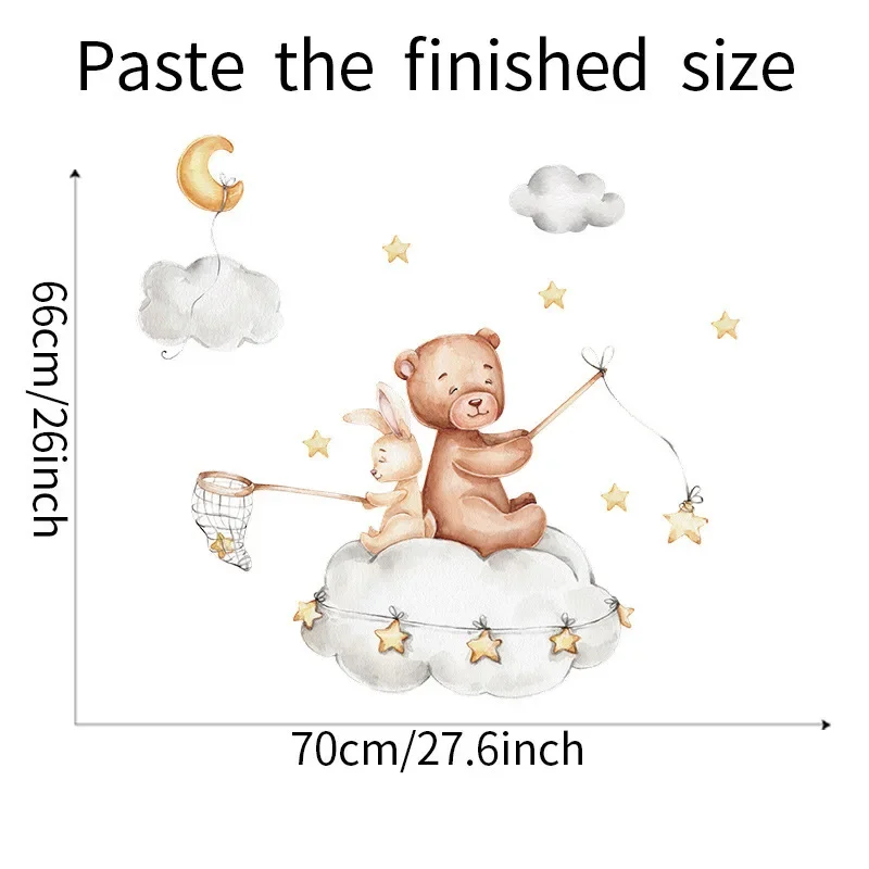Wall Stickers Luminous Wall Stickers Vinyl Decal Stickers Children Room Decoration Cartoon Animals Vinyl Wall Stickers for Kids room Nursery Bear Bunny Giraffe Pattern Decals for Children Bedroom Home Decoration