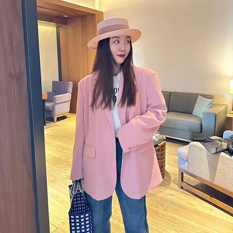 spring-autumn-women-pink-blazers-coat-loose-notched-collar-single-buckle-long-sleeve-casual-suit-jacket-female-korean-fashion