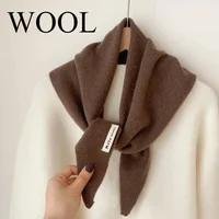British Korean Triangle Scarf  Niche Wool  Triangular Scarf Women Headscarf Knitted Scarf Multi-functional Warm Knitted Scarf 1