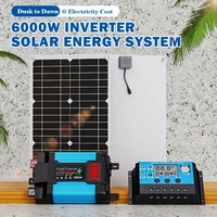 Système d'énergie solaire 6000W Kit complet Panneau solaire + Contrôleur de charge Convertisseur de puissance pour la maison, le camping-car, l'extérieur, alimentation hors réseau 2