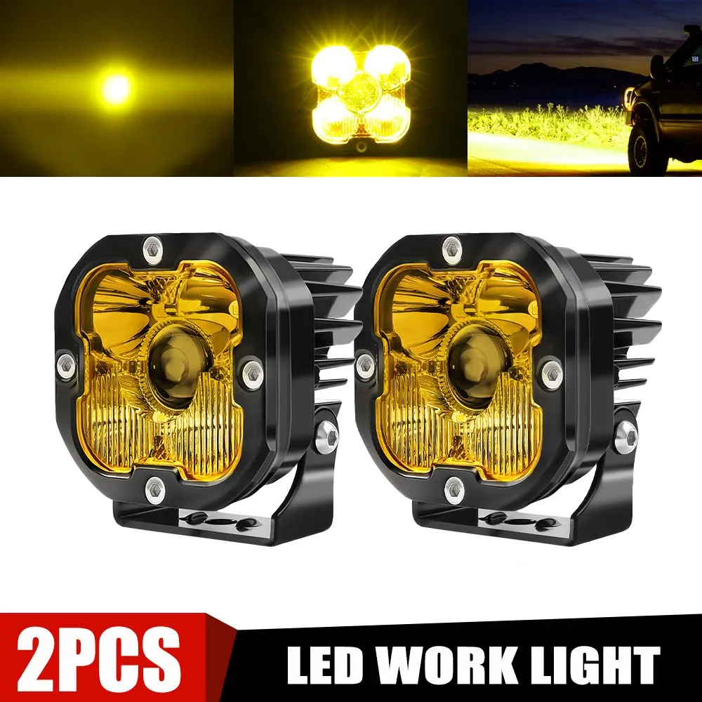 

BraveWAY Super Bright 3 inch LED Fog Lights for OffRoad PickUp Truck Motorcycle Driving Lamps Working Light Yellow/White 3000K/6