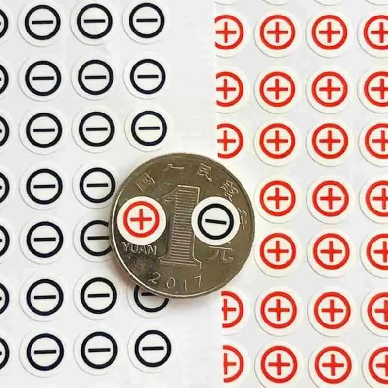 Positive And Negative Labels Stickers 8mm Coated And Paper Plus Round Stickers Minus H4q0 general stickers