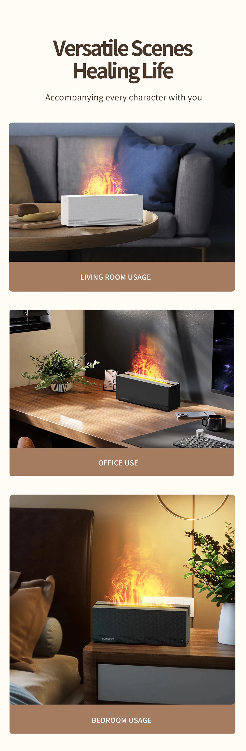 2023 Flame Humidifier Type-C USB Ultrasonic Aroma Diffuser LED Cool Mist Maker Fogger Essential Oil Room Fragrance Home Office