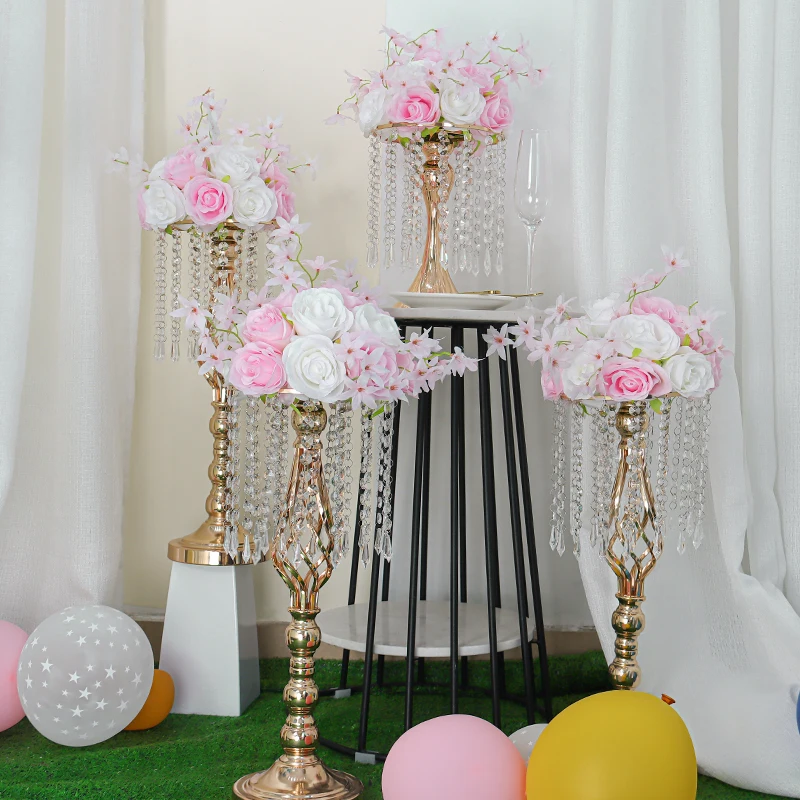 Artificial Flowers Rose Balls Crystal Flower Stand Wedding Supplies Metal  Candle Holder Events Parties Party Birthday Room Decor - AliExpress