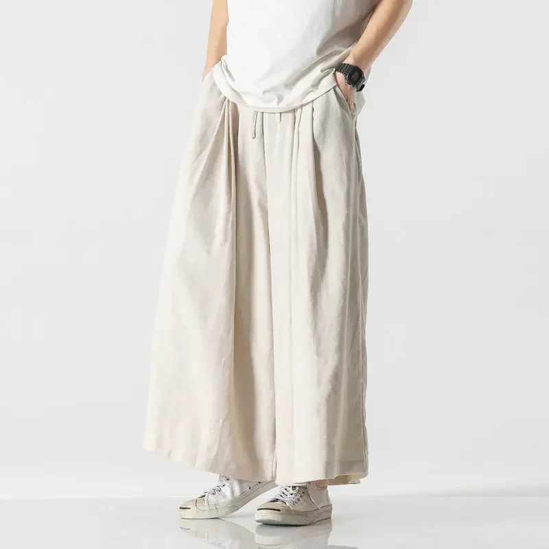 Harajuku Wide Leg Pants Mens Joggers Tradition Streetwear Casual Linen Trousers Men Autumn Vintage Woman Harem Pants 5XL