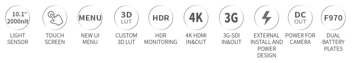 LUT11S 10.1'' 2000nit IPS Touch Screen 3DLUT 3G-SDI HDMI DSLR Camera Monitor Sui