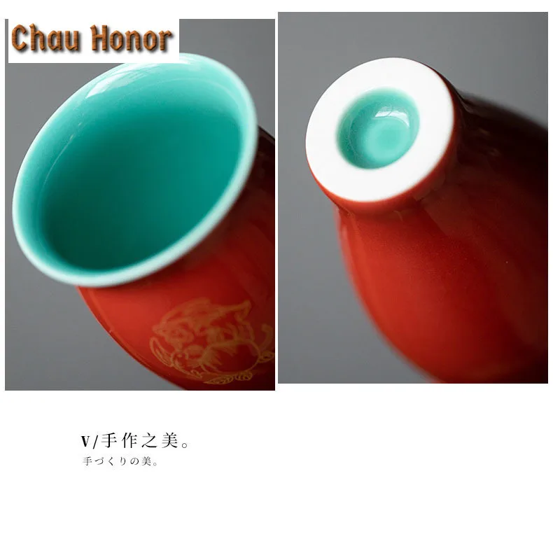 2pc/Set 40ml Palace Color Glazed Ceramic Tea Cup Household Ceramic Small Smelling Cup Single Kung Fu Tea Set Master Cup Tea Pair